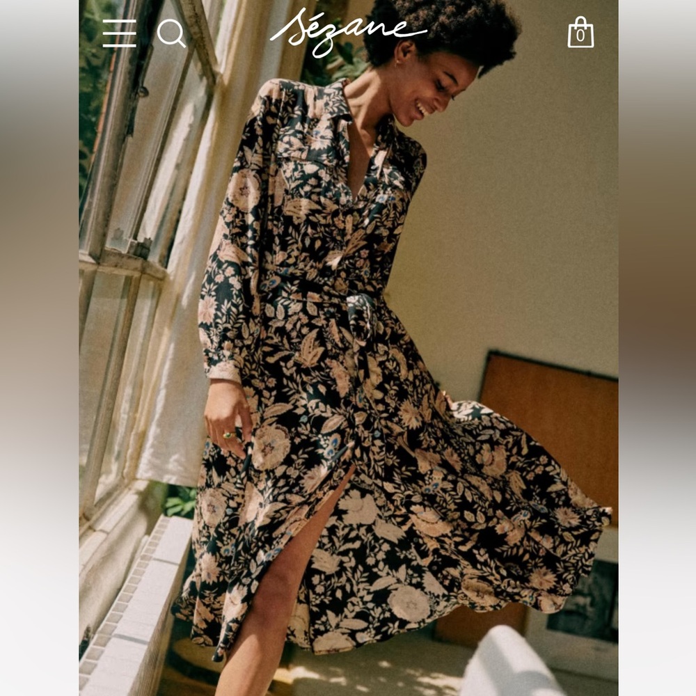 Sezane Lauretta dress in Black/Floral Print